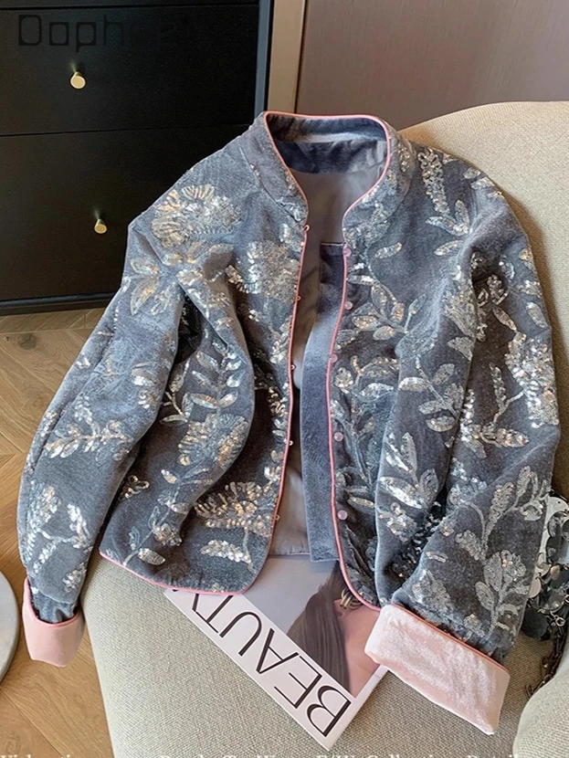 Heavy Industry Sequin Velvet Embroidered Jackets for Women 2025 Autumn New High-end Elegant Single-breasted Loose Casual Jacket
Heavy Industry Sequin Velvet Embroidered Jackets for Women 2025 Autumn New High-end Elegant Single-breasted Loose Casual Jacket