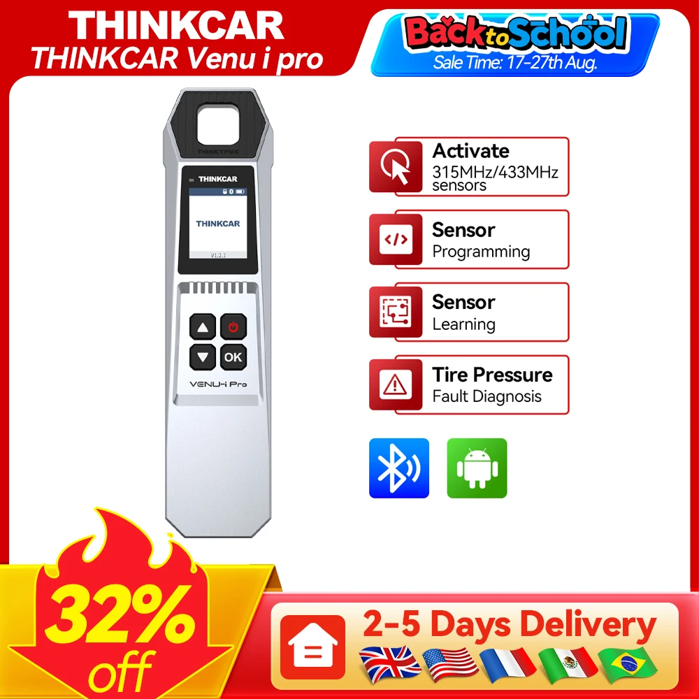 THINKCAR VENU i Pro TPMS Диагностический инструмент для измерения давления в шинах автомобиля 315 МГц/433 МГц Сброс неисправностей TPMS Поддержка обучения/активации/программирования датчиков для THINKSCAN 689BT
THINKCAR VENU i Pro TPMS Диагностический инструмент для измерения давления в шинах автомобиля 315 МГц/433 МГц Сброс неисправностей TPMS Поддержка обучения/активации/программирования датчиков для THINKSCAN 689BT