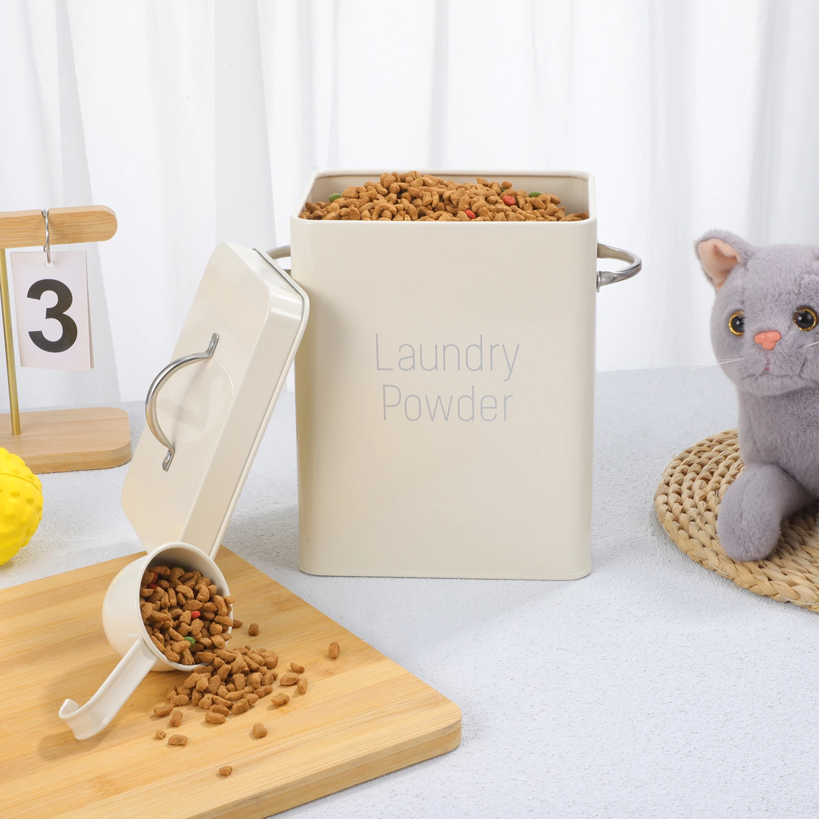 Moisture-proof Metal Can Kitchen Container Dry Food Containers Laundry Powder Box White Handle Strong Seal Pet
Moisture-proof Metal Can Kitchen Container Dry Food Containers Laundry Powder Box White Handle Strong Seal Pet