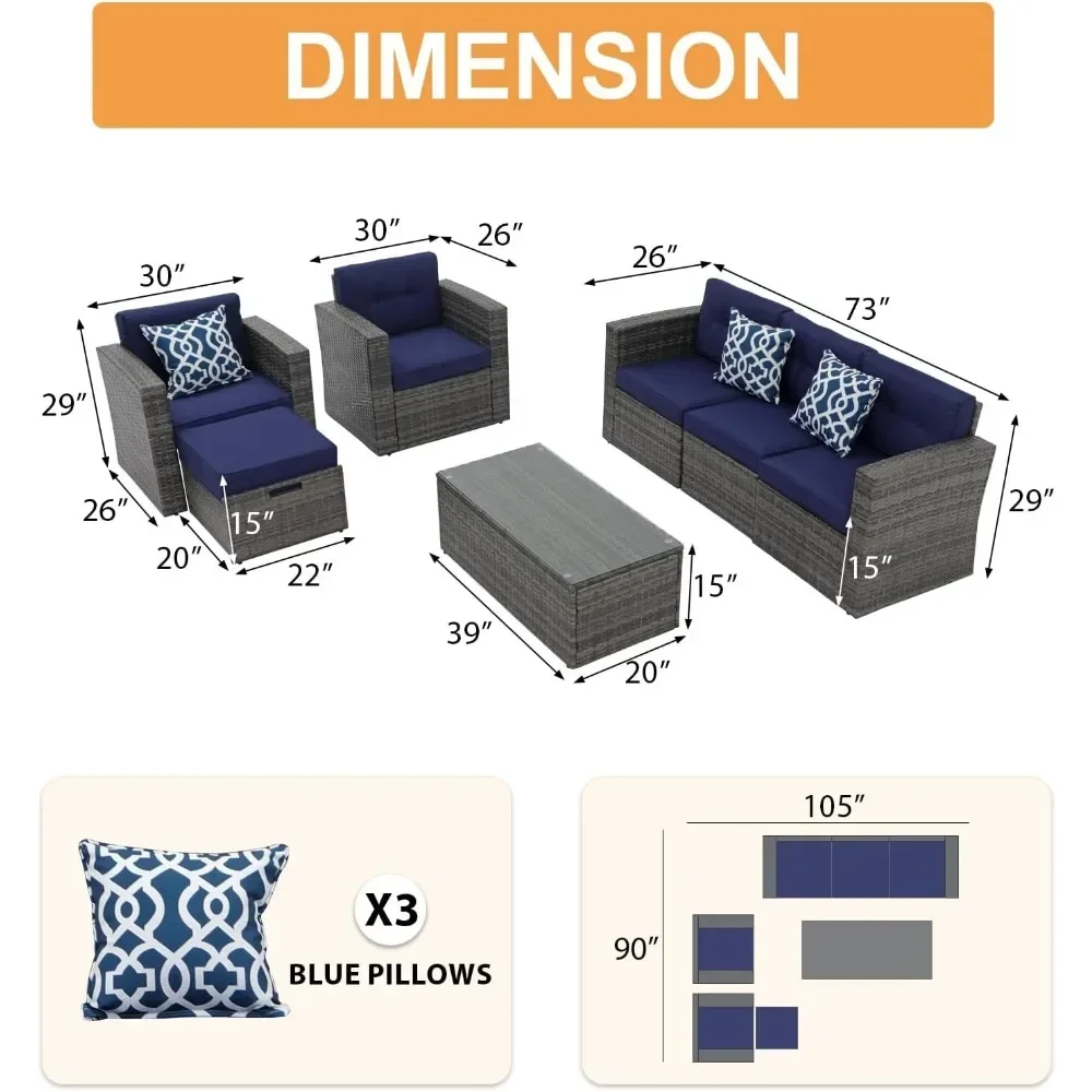 -7 Piece Patio Furniture Set, Outdoor Sectional Sofa With Ottoman, Coffee Table, Patio Conversation Sets
-7 Piece Patio Furniture Set, Outdoor Sectional Sofa With Ottoman, Coffee Table, Patio Conversation Sets