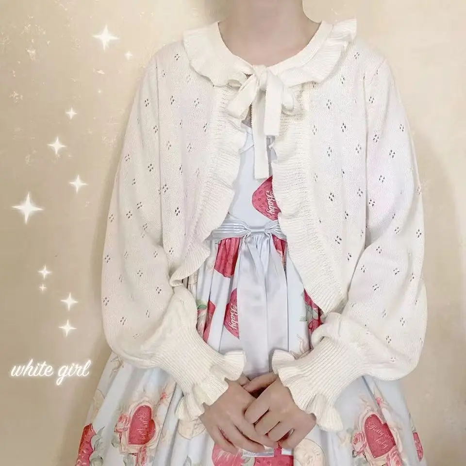 Винтажная куртка-болеро в стиле Лолиты с вырезом в форме сердца, вязаная накидка на весну и осень, укороченный кардиган с защитой от солнца в японском стиле Kawaii
Винтажная куртка-болеро в стиле Лолиты с вырезом в форме сердца, вязаная накидка на весну и осень, укороченный кардиган с защитой от солнца в японском стиле Kawaii