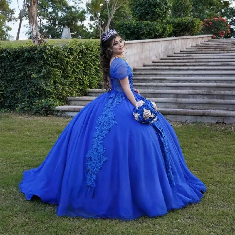 Customized Blue Fashionable Short Sleeves Quinceanera Dress for Lady Appliques Lacing up Pageant Gowns Vestidos De 15 Anos
Customized Blue Fashionable Short Sleeves Quinceanera Dress for Lady Appliques Lacing up Pageant Gowns Vestidos De 15 Anos