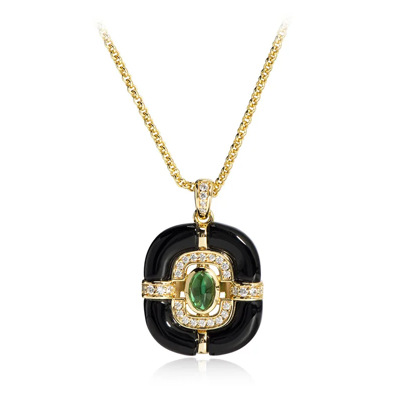 Square Black Agate Green Nano Retro Necklace S925 Sterling Silver Niche Design Sweater Chain
Square Black Agate Green Nano Retro Necklace S925 Sterling Silver Niche Design Sweater Chain