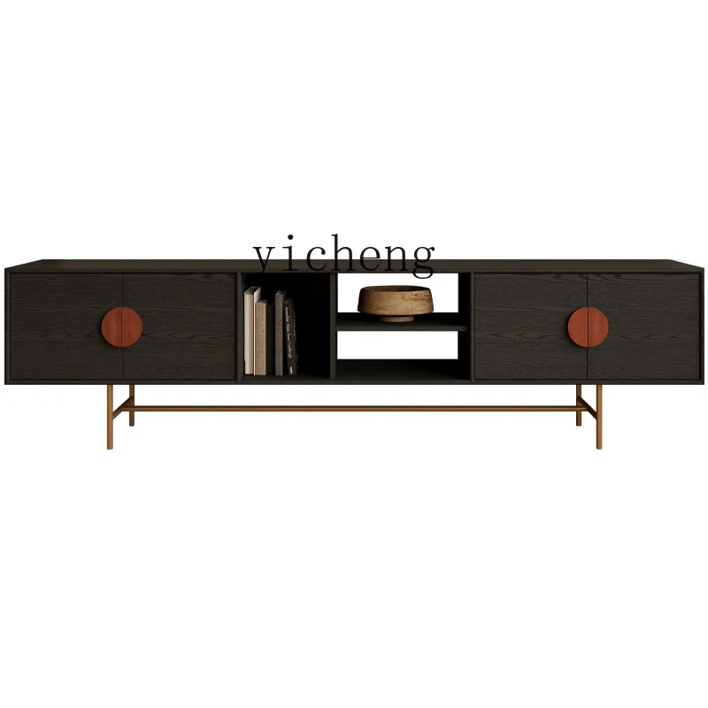 ZC TV cabinet in solid wood antique living room home modern simple black walnut color wrought iron TV cabinet
ZC TV cabinet in solid wood antique living room home modern simple black walnut color wrought iron TV cabinet