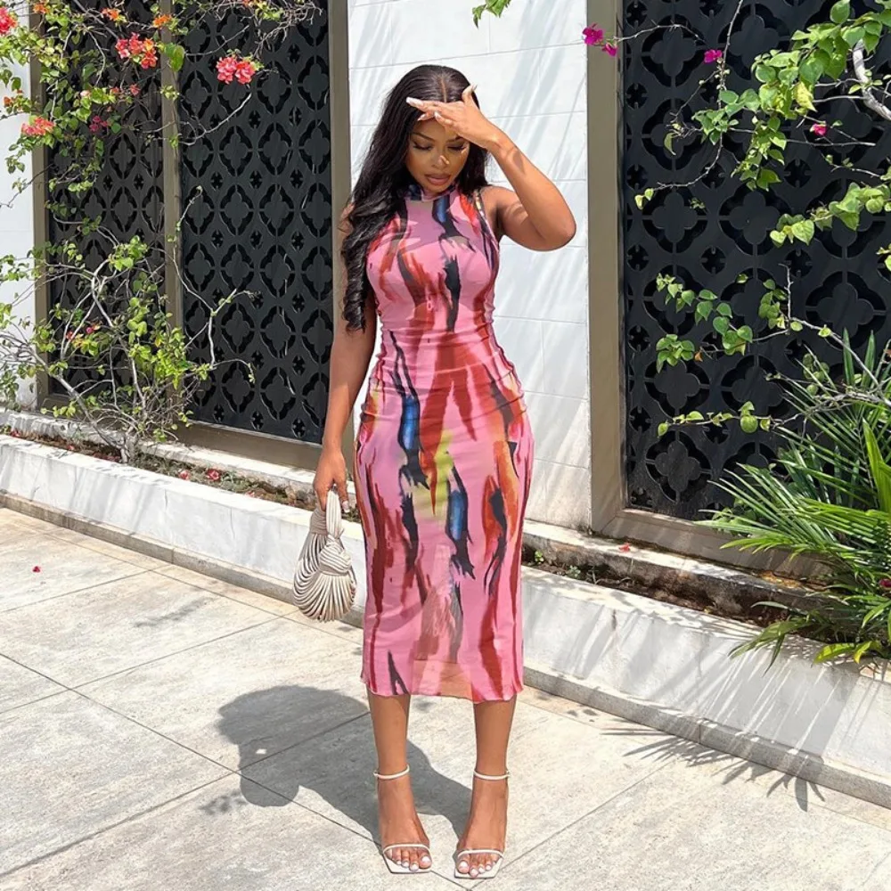 Tight Standing Collar Dress With Sleeveless Printed Pullover Dress Mid Waist Beautiful Back Street Hip-hop Skirt For Women Dress
Tight Standing Collar Dress With Sleeveless Printed Pullover Dress Mid Waist Beautiful Back Street Hip-hop Skirt For Women Dress