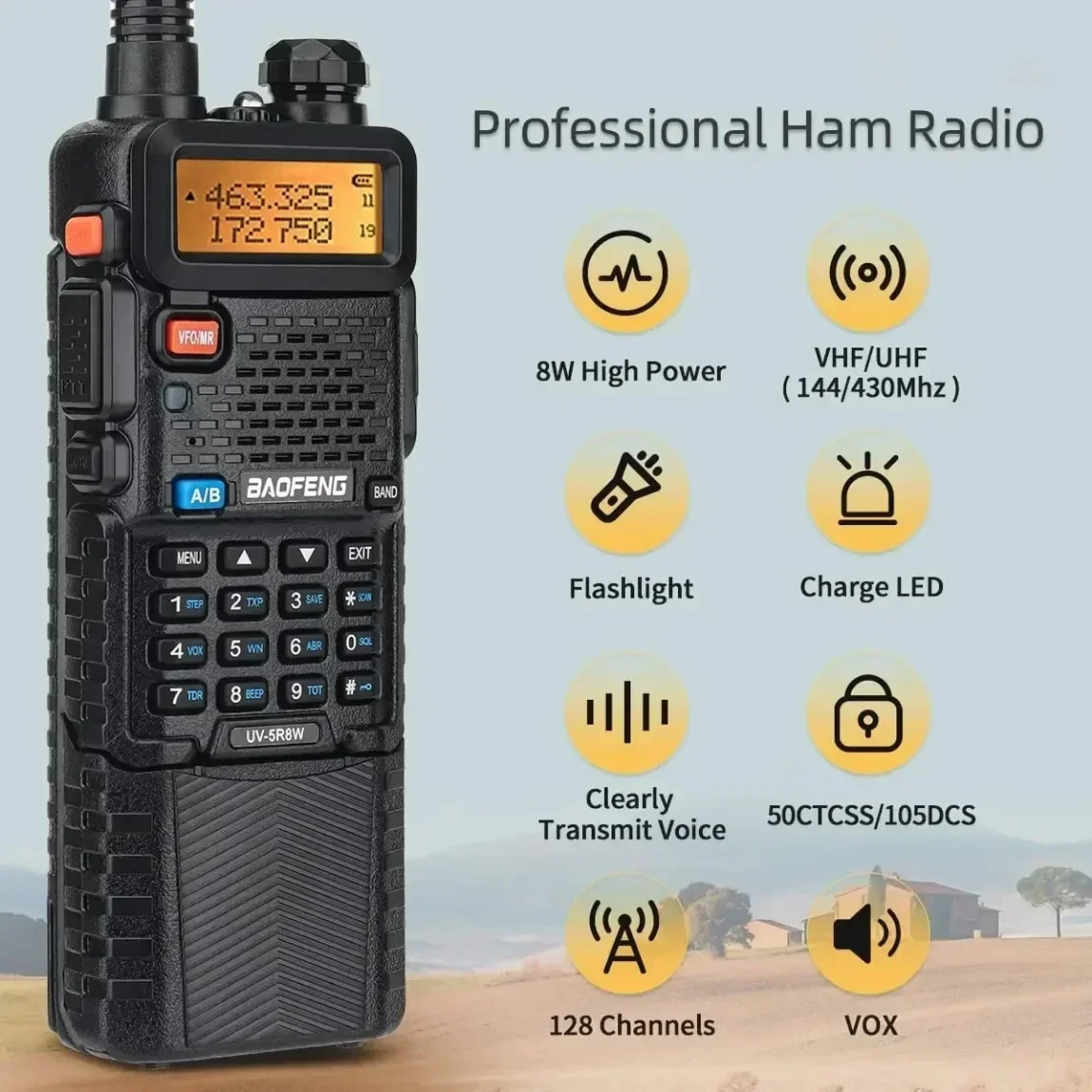 UV-5R 8W Baofeng 3800mAh Walkie Talkie Tri Power Type-C VHF UHF Dual Band Long Range For UV5R K5 Portable Ham CB Two Way Radio
UV-5R 8W Baofeng 3800mAh Walkie Talkie Tri Power Type-C VHF UHF Dual Band Long Range For UV5R K5 Portable Ham CB Two Way Radio