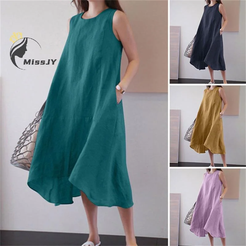 Women's Dress Casual Summer Cotton Linen Round Neck Sleeveless Long Tank Top Extra Large Beach Long Dress (With Pockets)
Women's Dress Casual Summer Cotton Linen Round Neck Sleeveless Long Tank Top Extra Large Beach Long Dress (With Pockets)