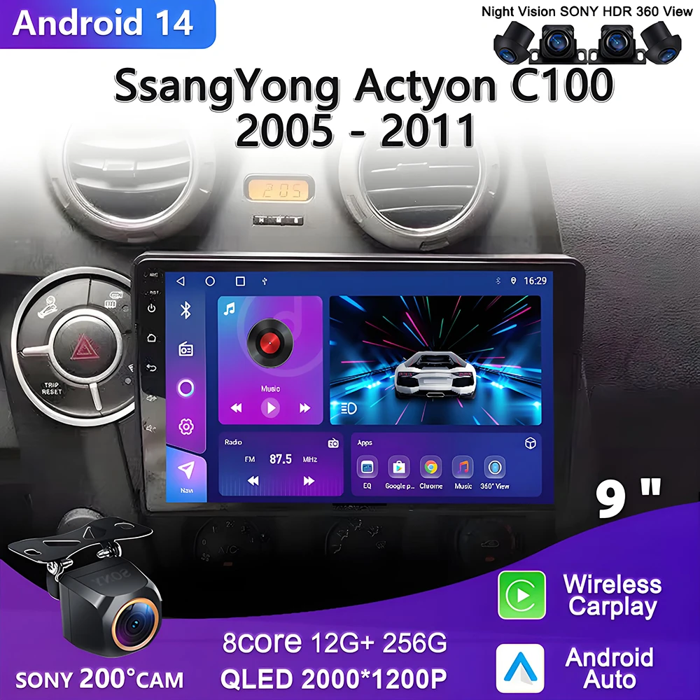 Android 14 Carplay Auto Car Radio For SsangYong Actyon C100 2005 - 2011 Multimedia Player Auto Radio GPS Navigation TV 5G wifi
Android 14 Carplay Auto Car Radio For SsangYong Actyon C100 2005 - 2011 Multimedia Player Auto Radio GPS Navigation TV 5G wifi