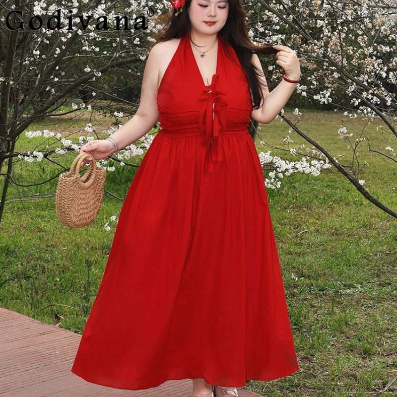 Large Size Sexy Lace-Up V-Neck High Waist A-line Halter Dress Lady Summer Travel Vacation Party Birthday Big Swing Long Dresses
Large Size Sexy Lace-Up V-Neck High Waist A-line Halter Dress Lady Summer Travel Vacation Party Birthday Big Swing Long Dresses
