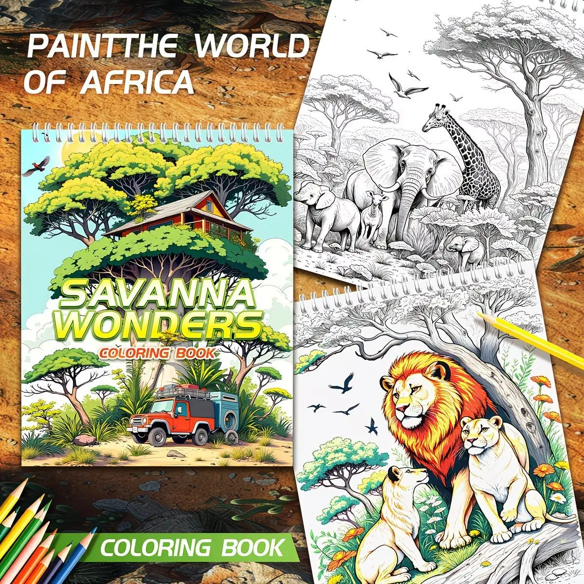 A4 Savanna Wonders Adult Coloring Book 24 Pages African Landscape Illustrations Stress Relief Relaxation Gift
A4 Savanna Wonders Adult Coloring Book 24 Pages African Landscape Illustrations Stress Relief Relaxation Gift