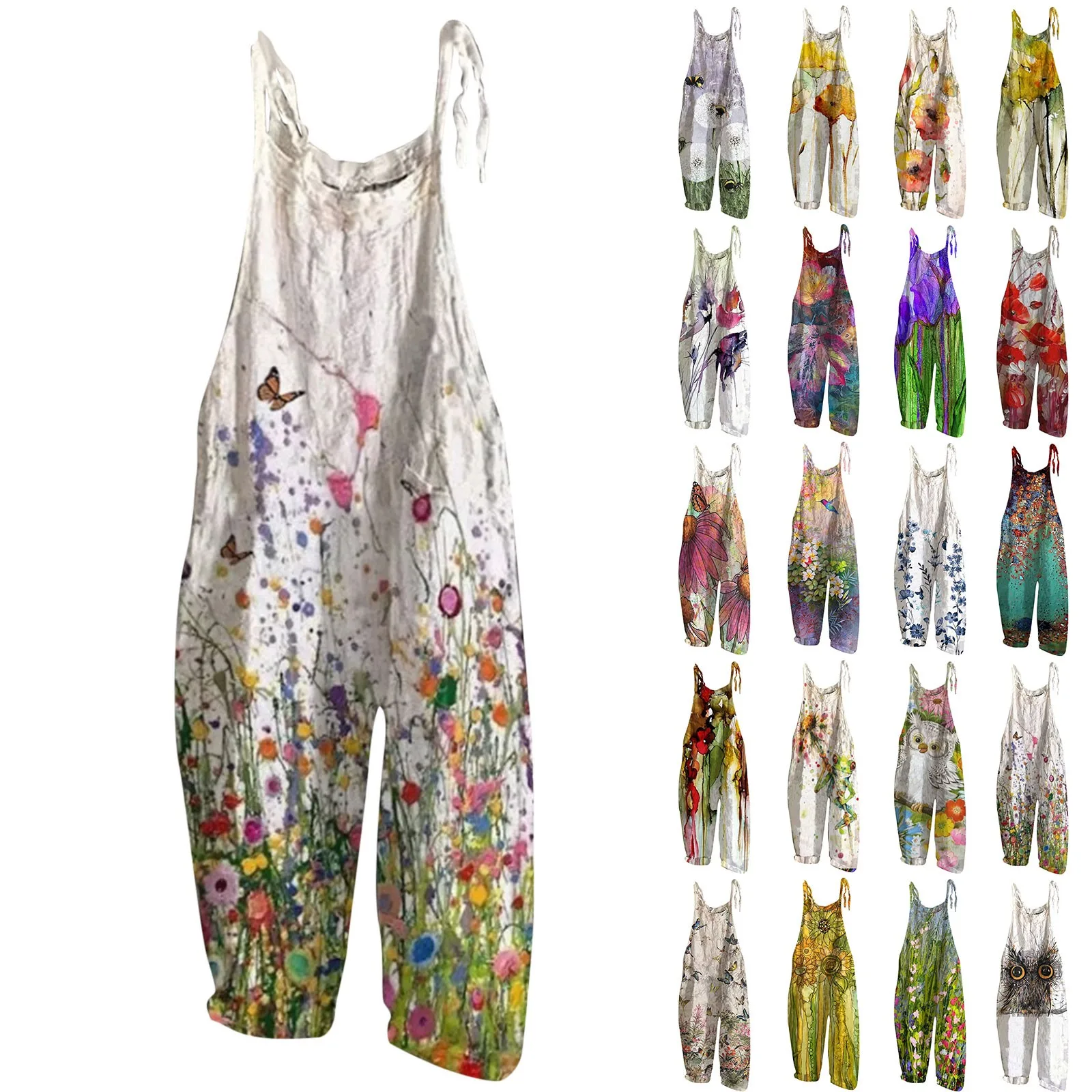 Boho Casual Jumpsuit Women Sexy Backless Deep V-neck Floral Print Strappy Romper Bodysuit Loose Long Pencil Side Slit Pants Summ
Boho Casual Jumpsuit Women Sexy Backless Deep V-neck Floral Print Strappy Romper Bodysuit Loose Long Pencil Side Slit Pants Summ