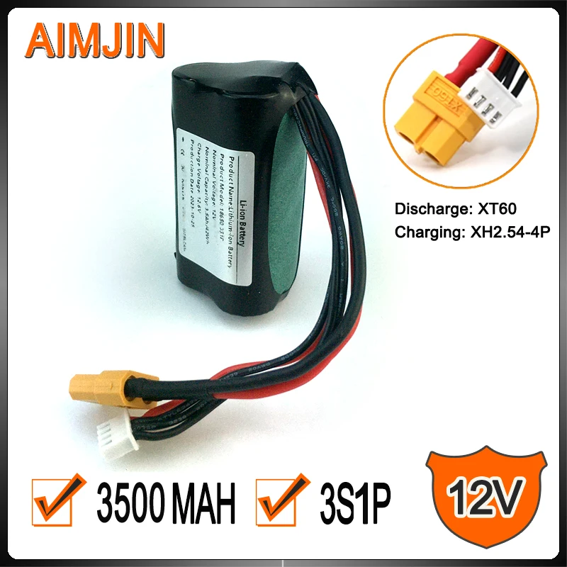 3S1P 12V 3500mAh 42Wh UAV Rechargeable Li-ion Battery, for Various RC Airplane Quadrotor Connector XH2.54+XT60
3S1P 12V 3500mAh 42Wh UAV Rechargeable Li-ion Battery, for Various RC Airplane Quadrotor Connector XH2.54+XT60