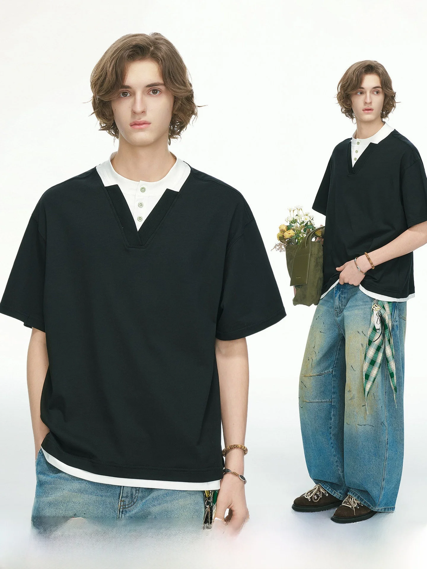 Men's Summer Half Sleeve T-Shirt V-Neck Henry Collar Fake Two-Piece Cotton Blend Breathable Casual Fashion Commute Style
Men's Summer Half Sleeve T-Shirt V-Neck Henry Collar Fake Two-Piece Cotton Blend Breathable Casual Fashion Commute Style