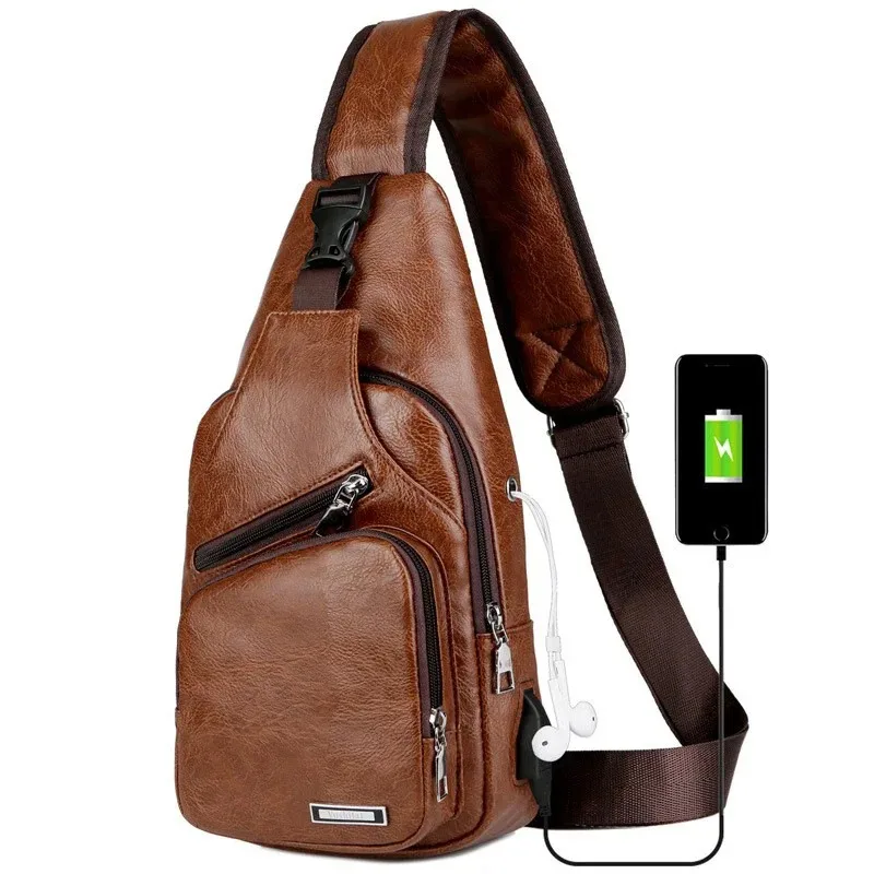 MEN'S Chest Bag Crossbody Bag for Commuting Simple and Fashionable Casual Solid Color PU Multifunctional USB Charging Zipper Bag
MEN'S Chest Bag Crossbody Bag for Commuting Simple and Fashionable Casual Solid Color PU Multifunctional USB Charging Zipper Bag