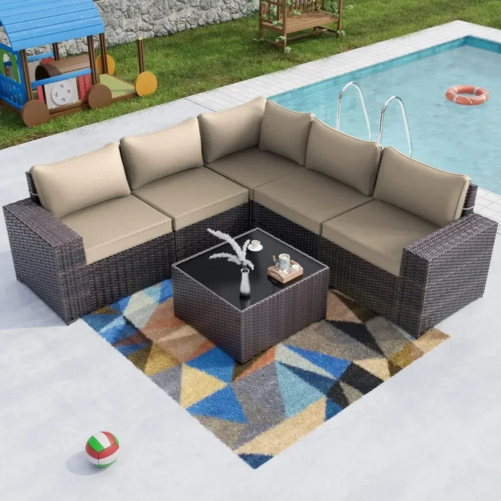 6PCS Outdoor Patio Furniture Set,PE Wicker Rattan Sectional Sofa Patio Conversation Sets,Sand, Garden Sofas
6PCS Outdoor Patio Furniture Set,PE Wicker Rattan Sectional Sofa Patio Conversation Sets,Sand, Garden Sofas