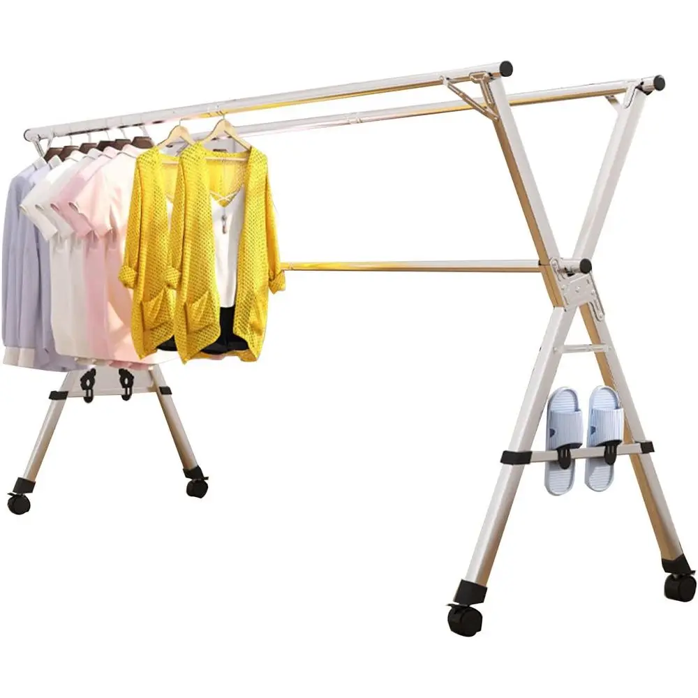 Portable Heavy-Duty Stainless Steel Laundry Drying Rack with Wheels for Indoor and Outdoor Use, Suitable for Clothes and Sheets
Portable Heavy-Duty Stainless Steel Laundry Drying Rack with Wheels for Indoor and Outdoor Use, Suitable for Clothes and Sheets