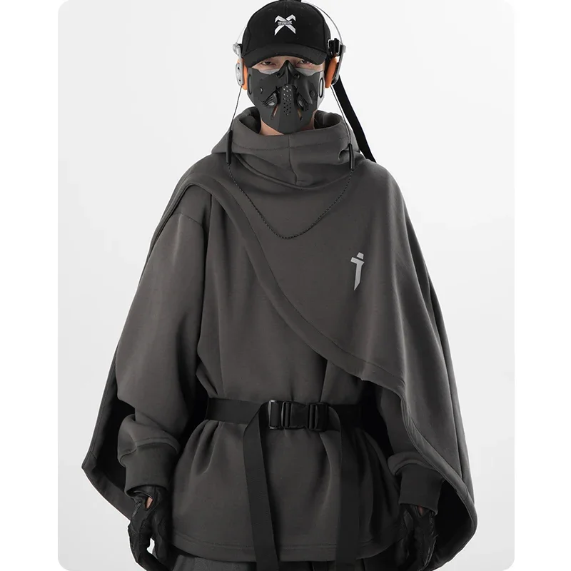 Functional High Neck Cloak Hooded Sweater Two Piece Cloak Hoodie Men's Clothing Harajuku Sweatshirt High Street Streetwear Top
Functional High Neck Cloak Hooded Sweater Two Piece Cloak Hoodie Men's Clothing Harajuku Sweatshirt High Street Streetwear Top