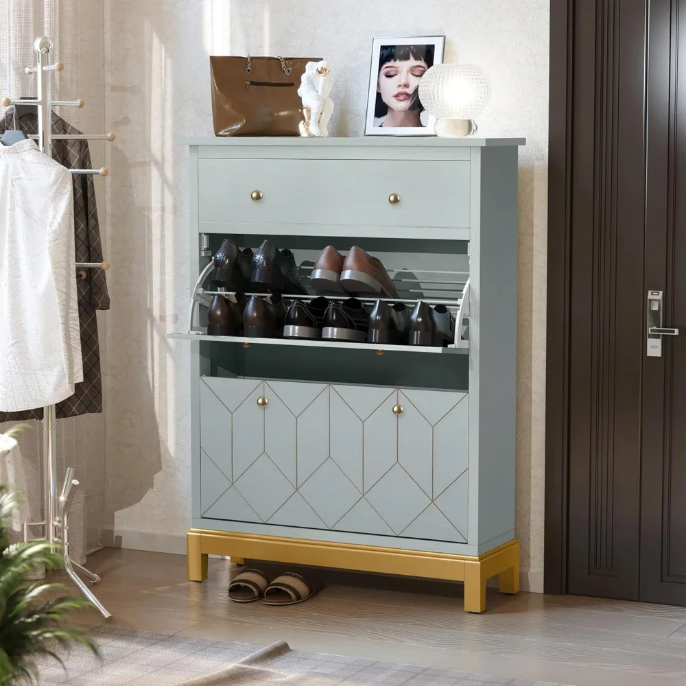 Space Saving Hidden Shoe Cabinet with 2 Flip Doors 1 Drawer, Entryway Shoe Storage Cabinet, Narrow Shoe Rack Cabinet, Freestand
Space Saving Hidden Shoe Cabinet with 2 Flip Doors 1 Drawer, Entryway Shoe Storage Cabinet, Narrow Shoe Rack Cabinet, Freestand