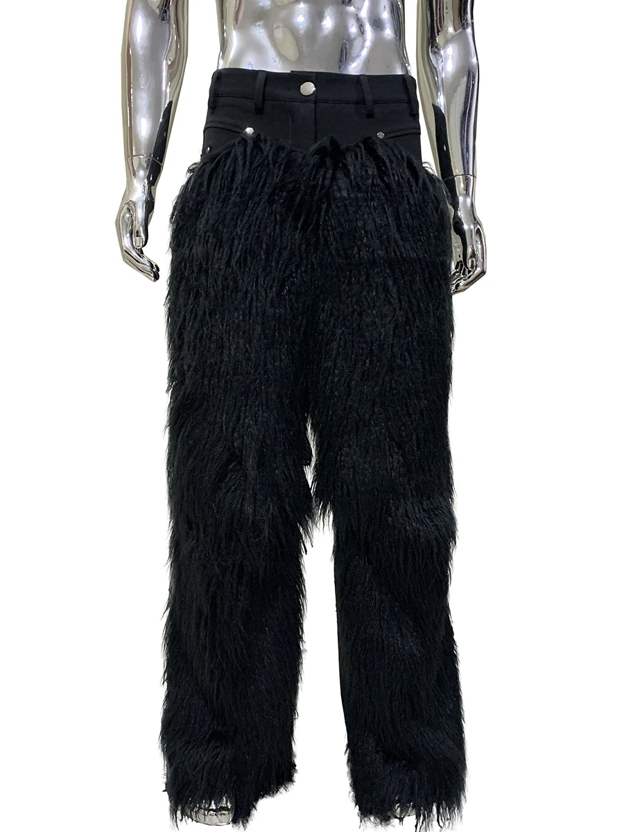 Осень-зима, черные толстые теплые волосатые лохматые широкие брюки из искусственного меха в стиле пэчворк для мужчин, роскошная дизайнерская уличная одежда в стиле эмо, мода
Осень-зима, черные толстые теплые волосатые лохматые широкие брюки из искусственного меха в стиле пэчворк для мужчин, роскошная дизайнерская уличная одежда в стиле эмо, мода