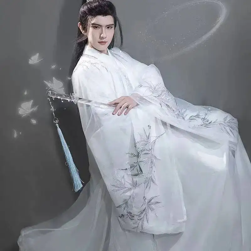 Original White Hanfu Men's Traditional Chinese Embroidery Cross Collar Long Robe Festive Event Fairy Martial Cosplay Costume Han
Original White Hanfu Men's Traditional Chinese Embroidery Cross Collar Long Robe Festive Event Fairy Martial Cosplay Costume Han