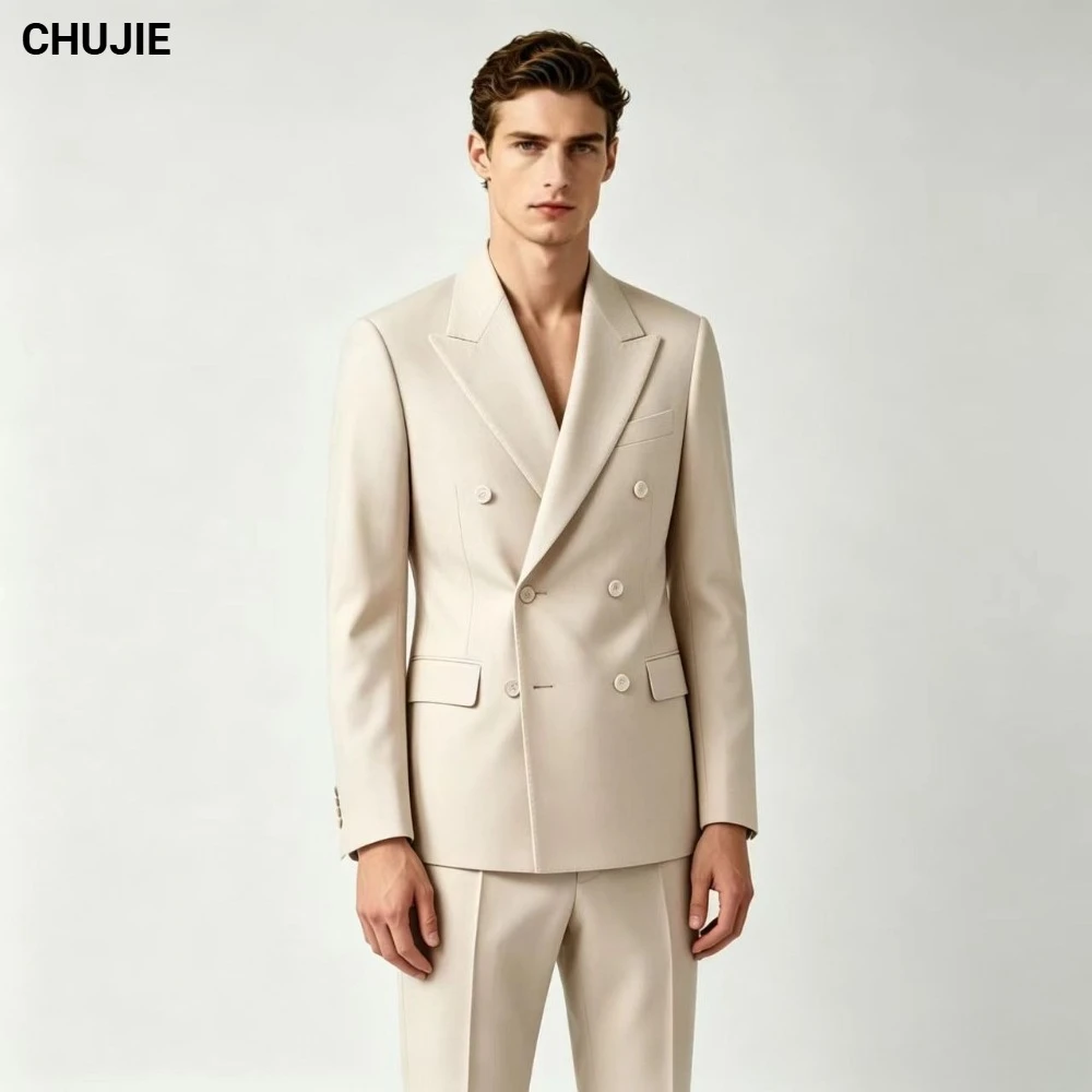 Men Double Breasted Suits For Wedding High Quality Slim Fit 2 Pieces Set Elegant Jackets Pants Blazers Fashion Classic Formal
Men Double Breasted Suits For Wedding High Quality Slim Fit 2 Pieces Set Elegant Jackets Pants Blazers Fashion Classic Formal