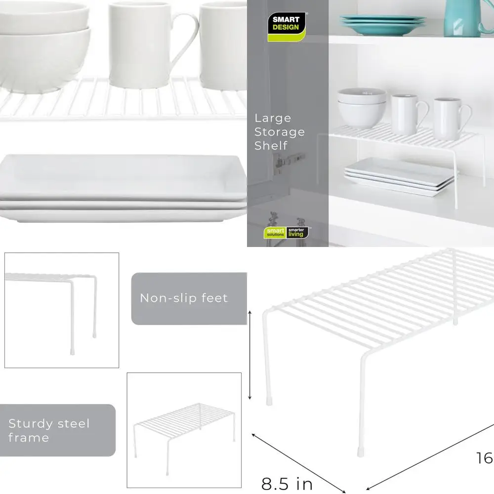 6-Pack Large White Metal Wire Shelf Racks for Kitchen Storage - 8.5x16, Rust-Resistant, Dish and Pantry Organizer
6-Pack Large White Metal Wire Shelf Racks for Kitchen Storage - 8.5x16, Rust-Resistant, Dish and Pantry Organizer