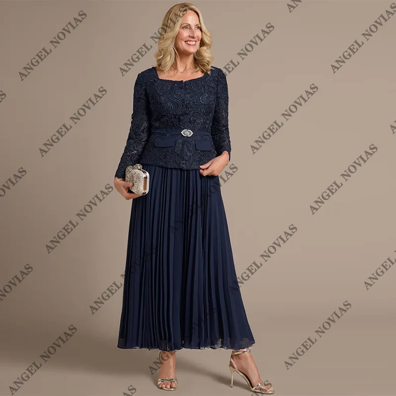 Customized Long Sleeves Ankle Length Navy Blue Mother of the Bride Dresses Wedding Guest Gowns Vestido De Festa De Casamento
Customized Long Sleeves Ankle Length Navy Blue Mother of the Bride Dresses Wedding Guest Gowns Vestido De Festa De Casamento