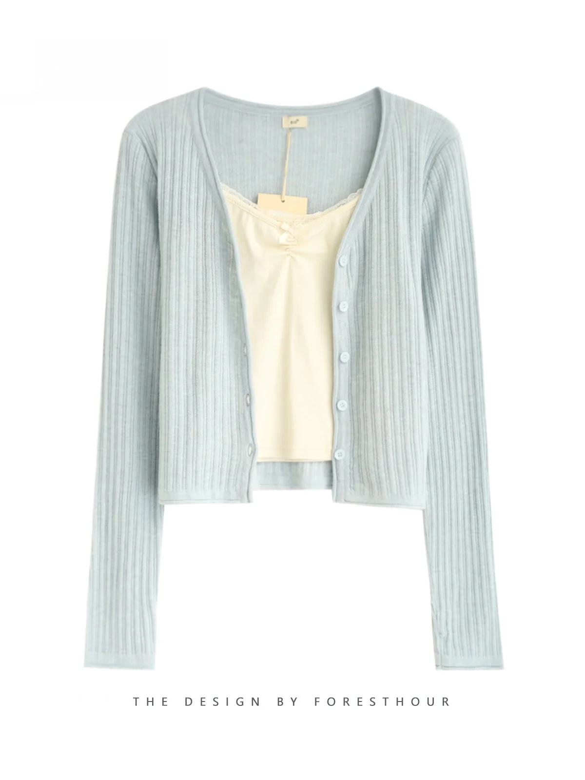Spring New Arrival Short Lace Crop Top Long Sleeve V-Neck Knitted Cardigan Two-Piece Set Wild Style Women's Korean Straight Cut
Spring New Arrival Short Lace Crop Top Long Sleeve V-Neck Knitted Cardigan Two-Piece Set Wild Style Women's Korean Straight Cut