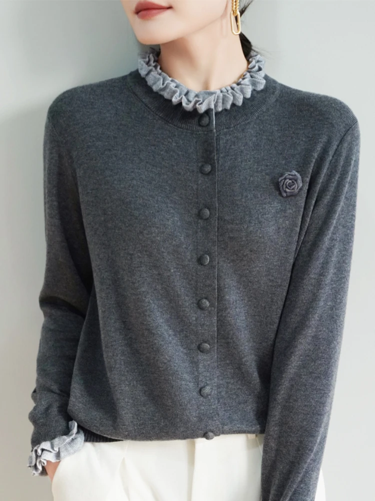 Женский вязаный шерстяной кардиган, мягкий длинный све, круглый, с вышитым воротником, модная внутренняя одежда, теплый, очень тонкий, пряжа... 
Женский вязаный шерстяной кардиган, мягкий длинный све, круглый, с вышитым воротником, модная внутренняя одежда, теплый, очень тонкий, пряжа...