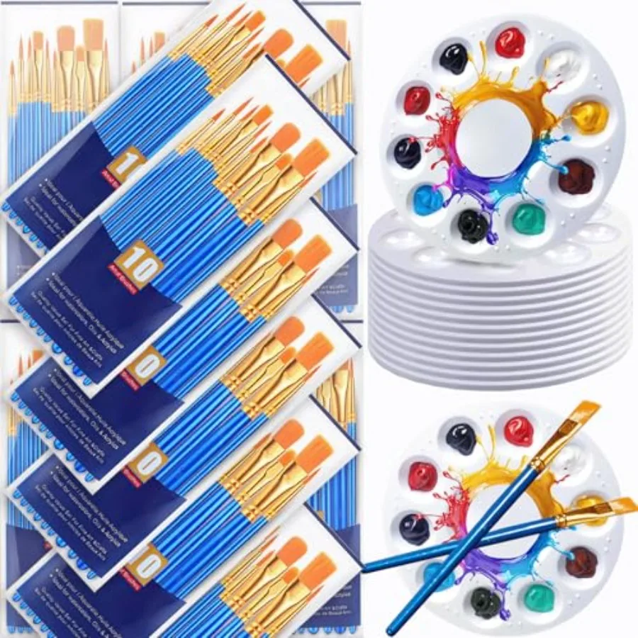 PCS Valued Paint Brushes and Palettes Set 24Pack of 240PCS Paint Brushes Bulk, 24 Paint Paint Trays, Artist Acrylic Brushes Nyl
PCS Valued Paint Brushes and Palettes Set 24Pack of 240PCS Paint Brushes Bulk, 24 Paint Paint Trays, Artist Acrylic Brushes Nyl