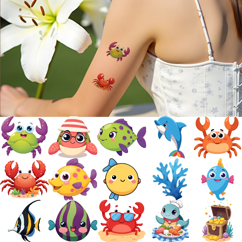 63pcs Temporary Tattoo Sea Creatures Temporary Tattoo Stickers Colorful Fish Underwater Scenes For Shoulders Cheeks Arms
63pcs Temporary Tattoo Sea Creatures Temporary Tattoo Stickers Colorful Fish Underwater Scenes For Shoulders Cheeks Arms