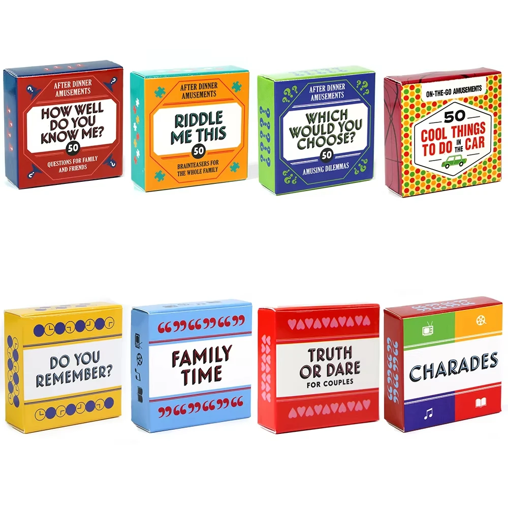 Карточная игра After Dinner Amusements для семьи и друзей. Как хорошо сделай вас знаешь меня, которая бы вы выбираю Правда или подробную загадку меня.
Карточная игра After Dinner Amusements для семьи и друзей. Как хорошо сделай вас знаешь меня, которая бы вы выбираю Правда или подробную загадку меня.