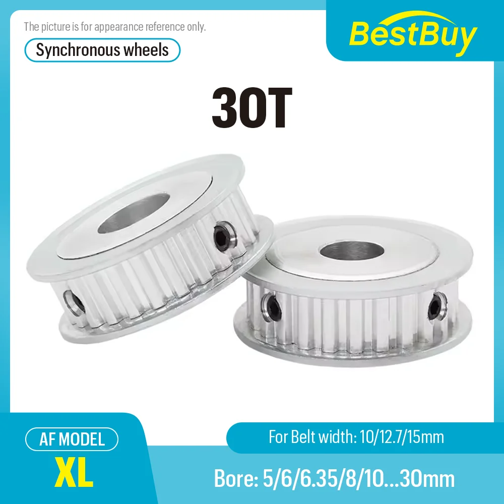 XL 30 Teeth Synchronous Timing Pulley Bore 5/6/6.35-30 for Width 10/12.7/15mm Belt XL Timing Pulley AF Type
XL 30 Teeth Synchronous Timing Pulley Bore 5/6/6.35-30 for Width 10/12.7/15mm Belt XL Timing Pulley AF Type