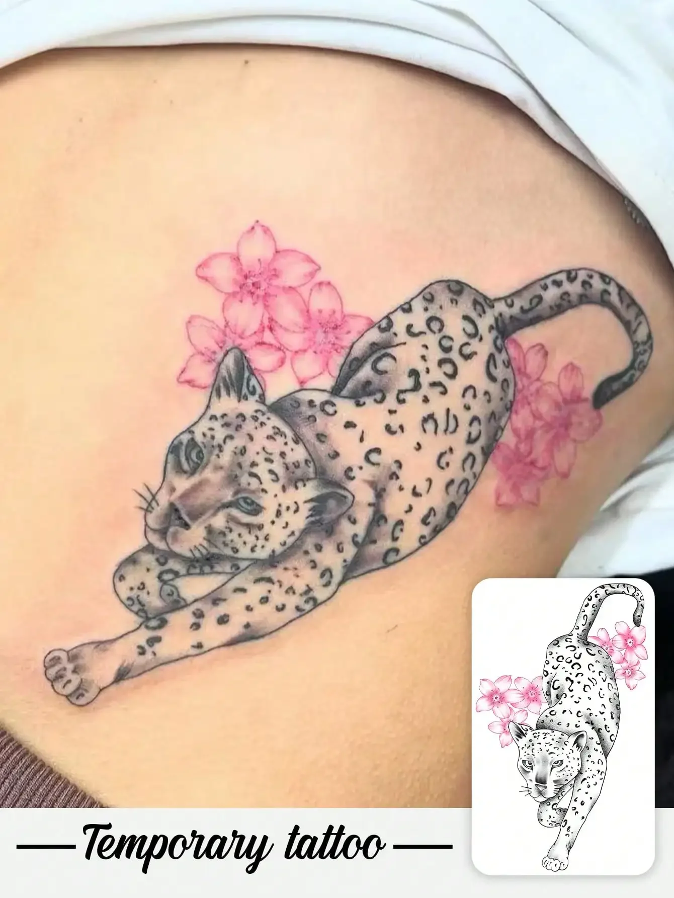 One Temporary Tattoo Sticker With A Y2K Style Cherry Blossom And Cheetah Design. Waterproof, Sweatproof, Washable, And Non-Reflective. Suitable For Arm And Shoulder Tattoos, Perfect For Individuals. Lasts 3-5 Days.
One Temporary Tattoo Sticker With A Y2K Style Cherry Blossom And Cheetah Design. Waterproof, Sweatproof, Washable, And Non-Reflective. Suitable For Arm And Shoulder Tattoos, Perfect For Individuals. Lasts 3-5 Days.