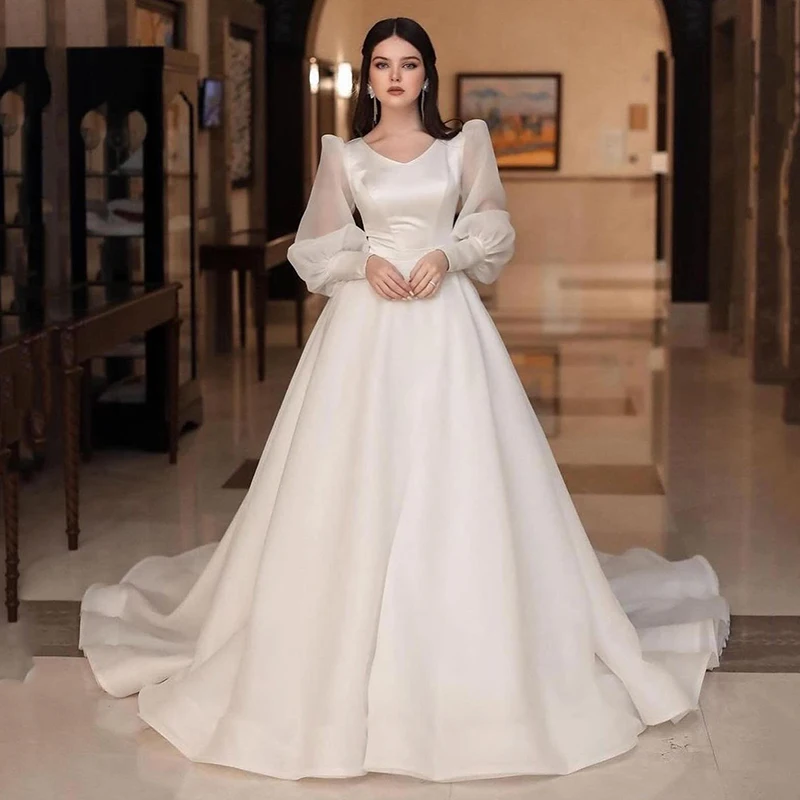 Eightree White Princess A-Line Wedding Dresses O-Neck Puff Sleeve Wedding Gowns Boho Beach Bridal Ball Prom Dress Custom Size
Eightree White Princess A-Line Wedding Dresses O-Neck Puff Sleeve Wedding Gowns Boho Beach Bridal Ball Prom Dress Custom Size