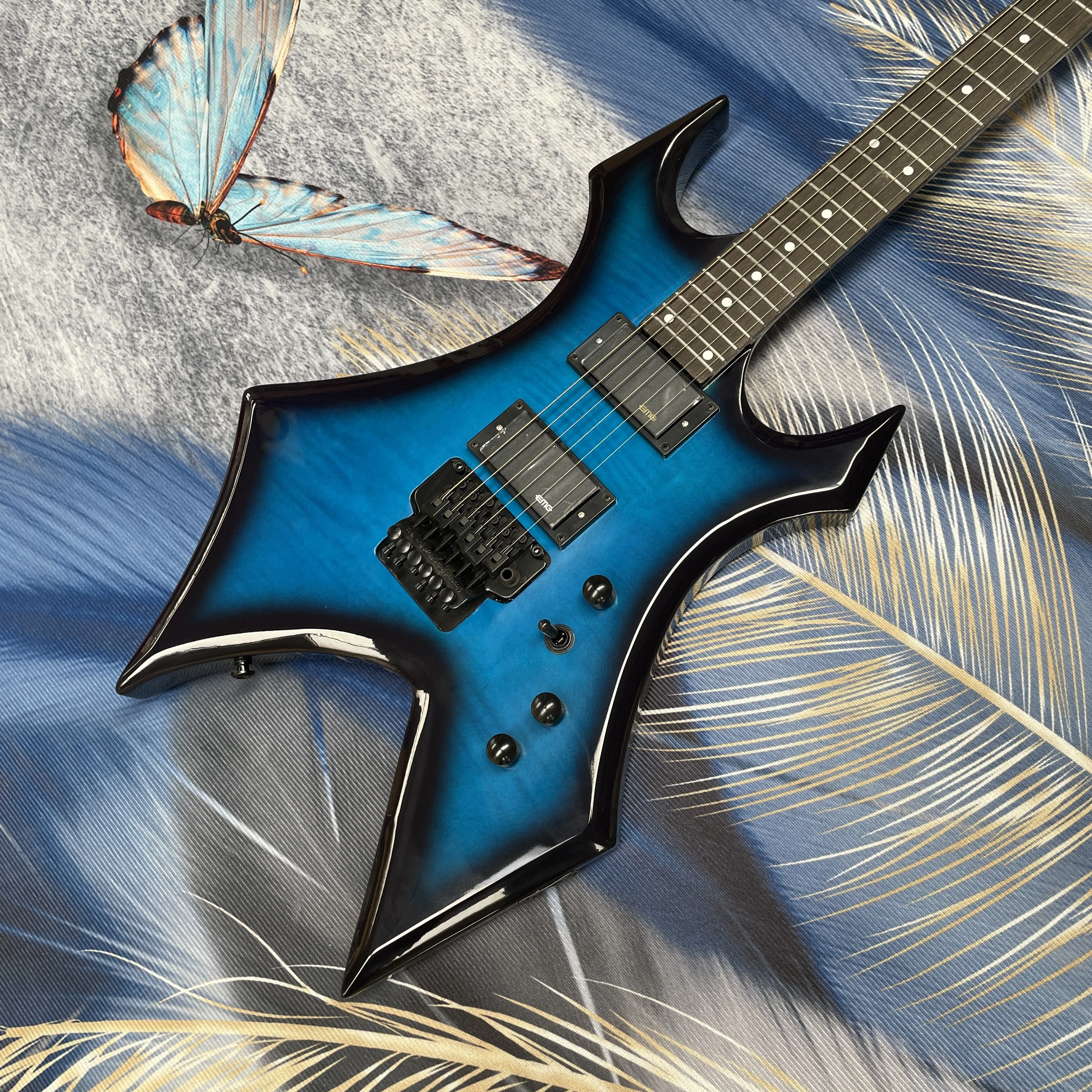 Personalized blue and black gradient electricguitar,high output and easy-to-playguitars,double-locking heavy metal rock guitarra
Personalized blue and black gradient electricguitar,high output and easy-to-playguitars,double-locking heavy metal rock guitarra