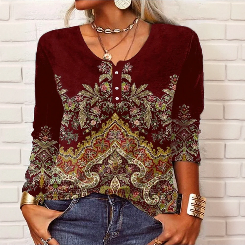 Women's T-Shirts Autumn Winter Traditional 2025 Elegant Chic Printed Long Sleeve Round Neck Casual T-Shirts
Women's T-Shirts Autumn Winter Traditional 2025 Elegant Chic Printed Long Sleeve Round Neck Casual T-Shirts