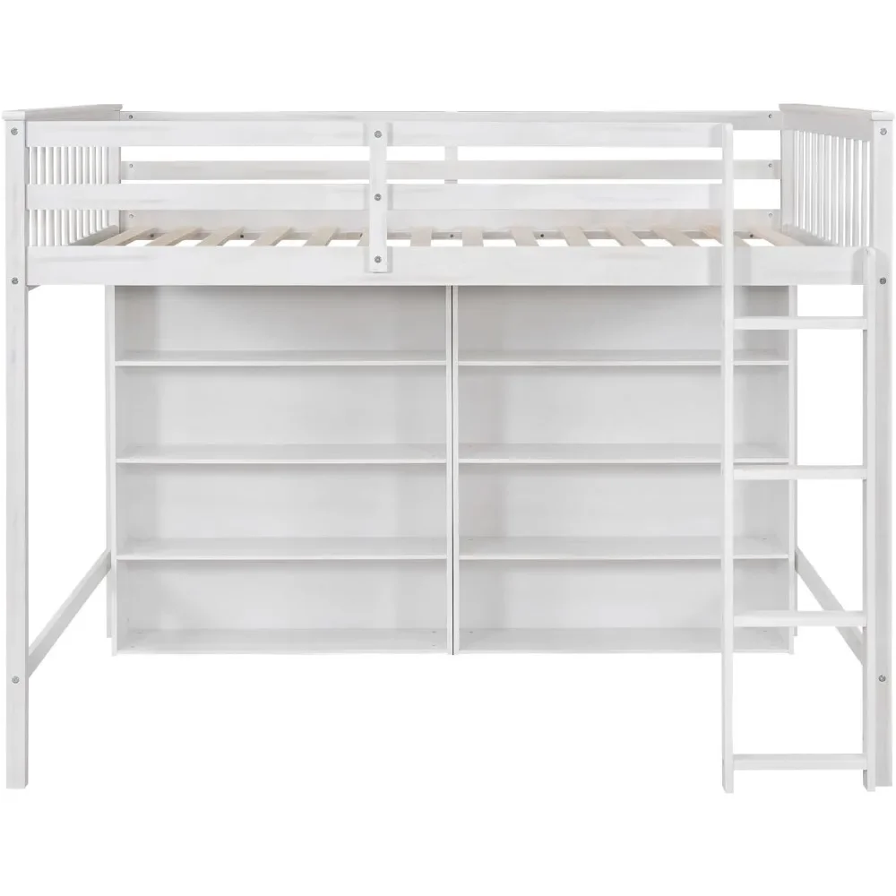 Solid Wood Loft Bed with Open Storage Shelves, Multi-Functional Lofts Beds Frame with Ladder, Full Size Loft Bed with Storage
Solid Wood Loft Bed with Open Storage Shelves, Multi-Functional Lofts Beds Frame with Ladder, Full Size Loft Bed with Storage