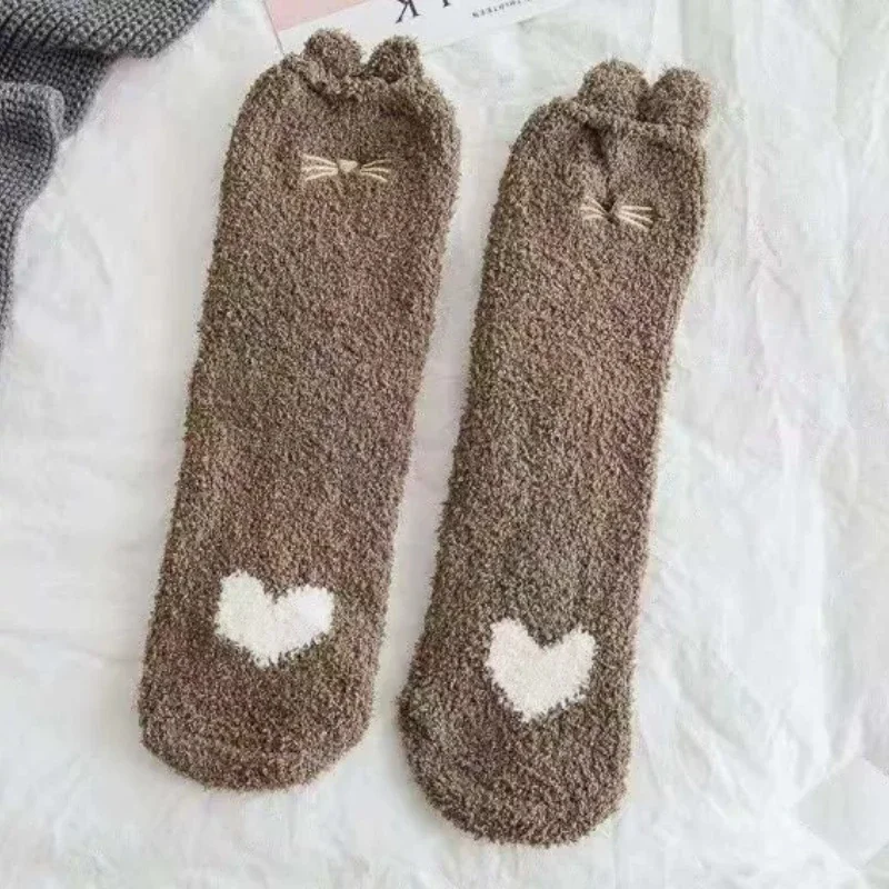 Winter Coral Fleece Sleep Socks Women Cartoon Heart Cat Ears Winter Home Floor Socks Thicken Soft Plush Stock Women Gifts
Winter Coral Fleece Sleep Socks Women Cartoon Heart Cat Ears Winter Home Floor Socks Thicken Soft Plush Stock Women Gifts