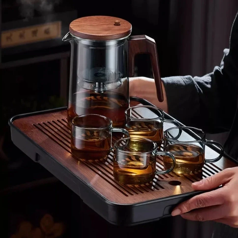 One Click Tea Separation Filtration Glass Teapots With Wood Handle Tea Water Separation Inner Container Tea Pot With Infuser
One Click Tea Separation Filtration Glass Teapots With Wood Handle Tea Water Separation Inner Container Tea Pot With Infuser