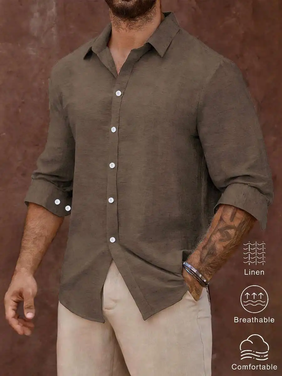 Mens Linen Blend Long Sleeve Casual Shirt Sage Green Coffee Brown
Mens Linen Blend Long Sleeve Casual Shirt Sage Green Coffee Brown