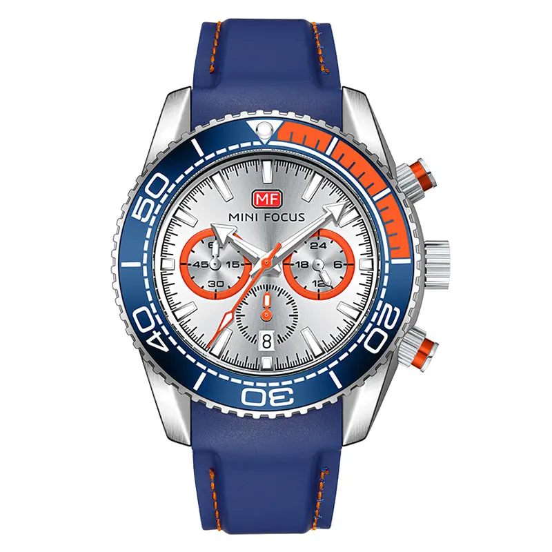MINIFOCUS0426G Chronograph Quartz Watches for Men Fashion Sport Wristwatch with Auto Date 24-hour Indicator Blue Silicone Strap
MINIFOCUS0426G Chronograph Quartz Watches for Men Fashion Sport Wristwatch with Auto Date 24-hour Indicator Blue Silicone Strap