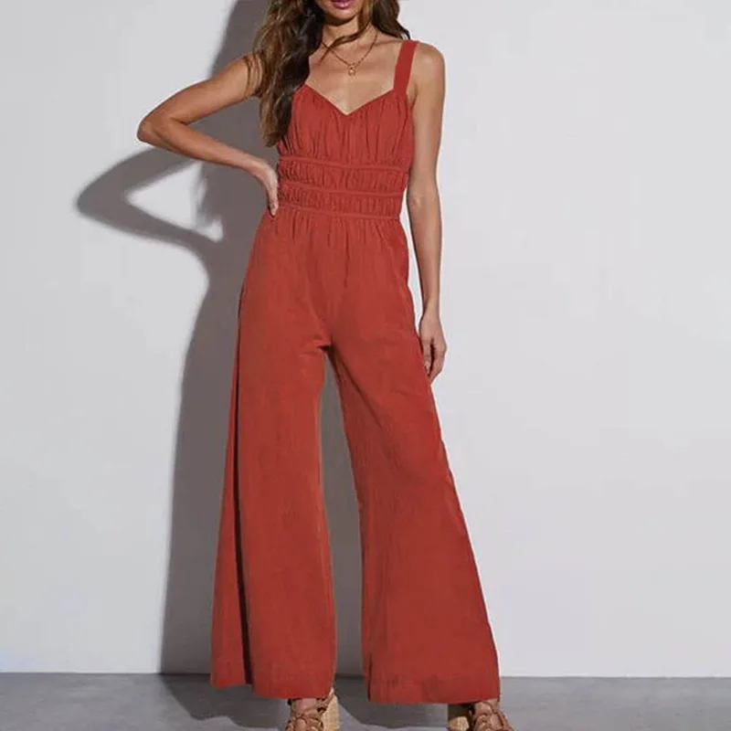 New Arrived Lace-up Summer Casual Spaghetti Strap Romper Sleeveless Loose Solid Color Horn Lady Jumpsuit
New Arrived Lace-up Summer Casual Spaghetti Strap Romper Sleeveless Loose Solid Color Horn Lady Jumpsuit
