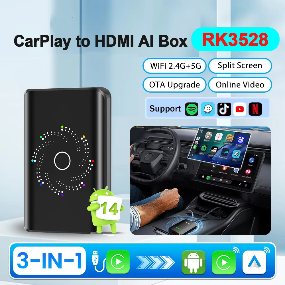 NEW CarPlay Smart Box Android 14 4+64G 2+16G Wireless Android Car Adapter Plug-and-Play Car Tv Box For YouTube Netflix
NEW CarPlay Smart Box Android 14 4+64G 2+16G Wireless Android Car Adapter Plug-and-Play Car Tv Box For YouTube Netflix