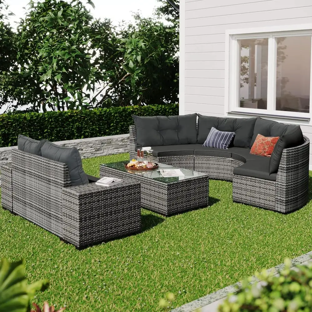 8-Piece Outdoor Patio Sectional Set with Coffee Table & Side Tables, Weather-Resistant Wicker Furniture for Backyard & Garden, G
8-Piece Outdoor Patio Sectional Set with Coffee Table & Side Tables, Weather-Resistant Wicker Furniture for Backyard & Garden, G