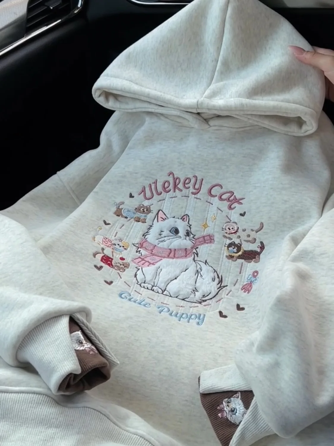 Cute Embroidery Hooded Button Design Sweatirt Women's Autumn Winter Fce Lined Versatile Agel Unique Top
Cute Embroidery Hooded Button Design Sweatirt Women's Autumn Winter Fce Lined Versatile Agel Unique Top