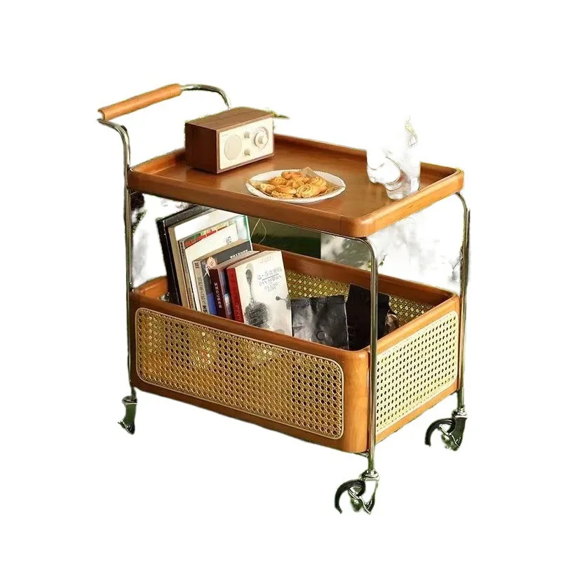 Solid wood edge few black walnut storage trolley living room sofa rattan storage side cabinet
Solid wood edge few black walnut storage trolley living room sofa rattan storage side cabinet