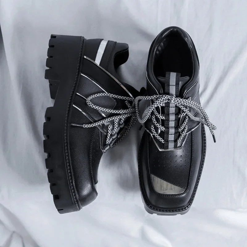 Men's Derby Shoes Fashion Lace-up Men Leather Casual Shoes Height Increased Men Platform Sneakers Black
Men's Derby Shoes Fashion Lace-up Men Leather Casual Shoes Height Increased Men Platform Sneakers Black