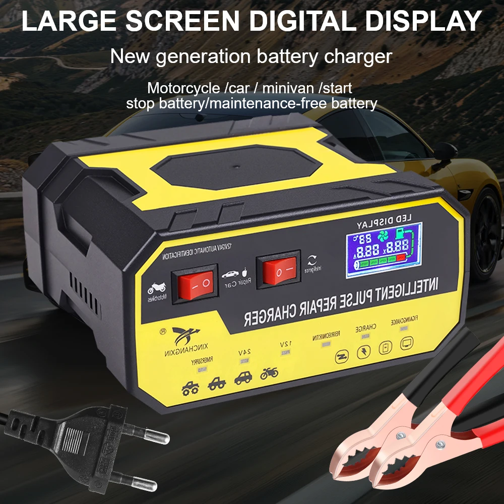 12V 24V 8A Intelligent Pulse Repair 220W Car Battery Charger Automatic stop Overvoltage Protection Voltage Temperature Detection
12V 24V 8A Intelligent Pulse Repair 220W Car Battery Charger Automatic stop Overvoltage Protection Voltage Temperature Detection