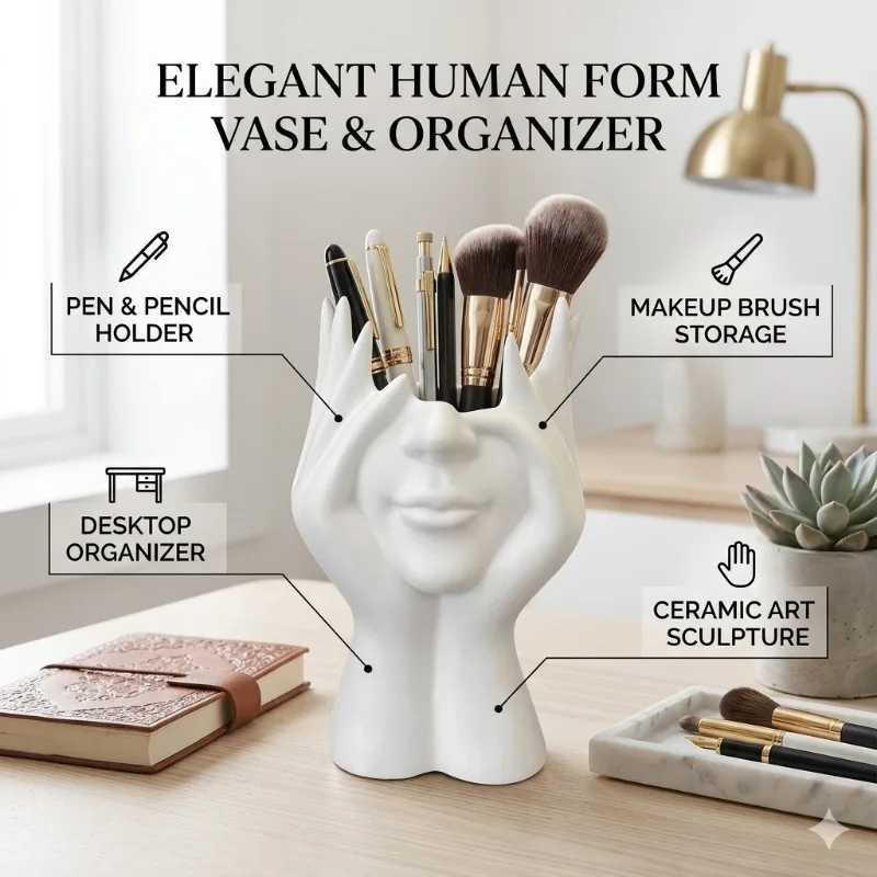 Creative Human Body Art Pen Holder Makeup Brush Storage Desktop Organizer Sculpture Home Decor Nordic Vase Aesthetic Female Form
Creative Human Body Art Pen Holder Makeup Brush Storage Desktop Organizer Sculpture Home Decor Nordic Vase Aesthetic Female Form